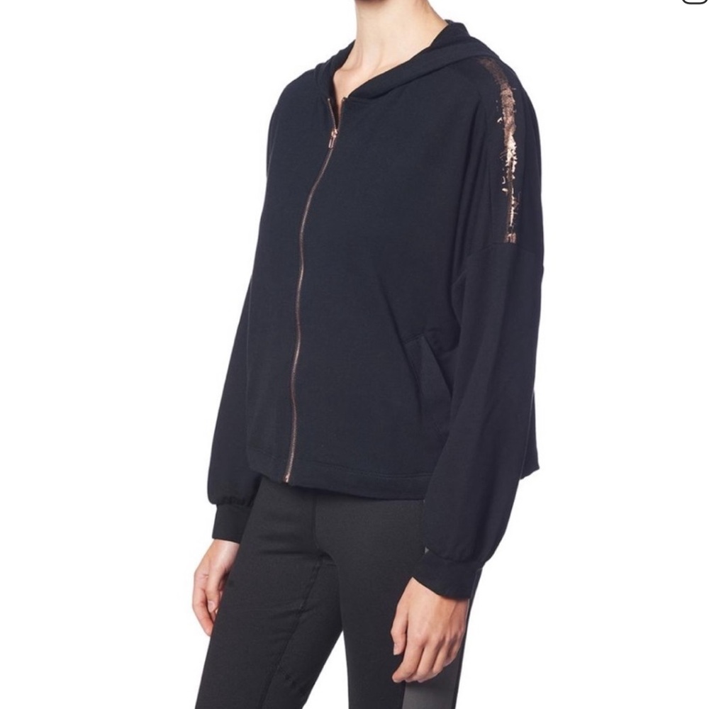 Splendid Metallic Stripe Zip Up Hoodie